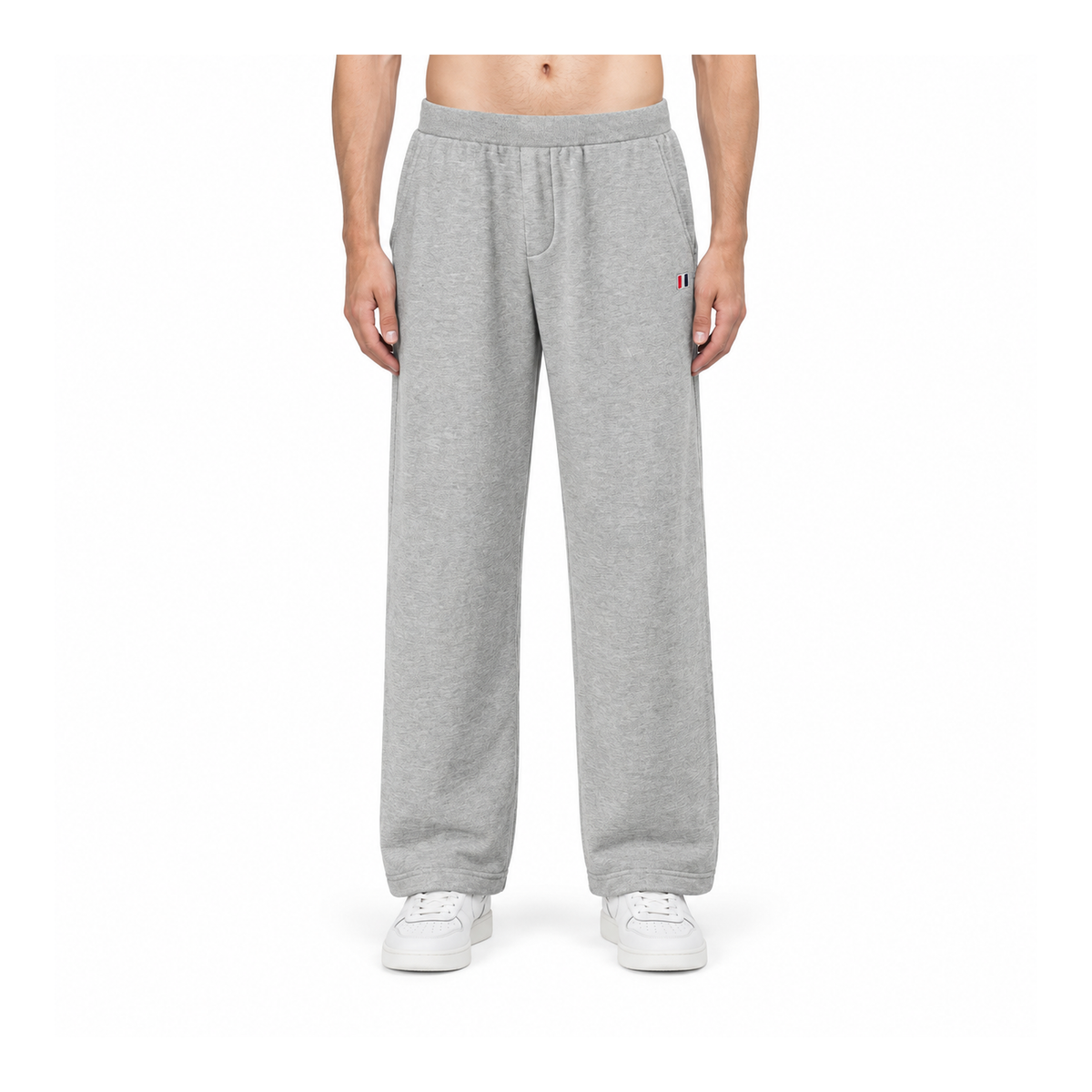 Thom Browne Style Men's Casual Wide - Leg Pants - Cotton Signature Four-Bar Detail