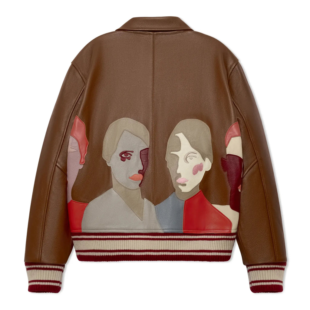 Kidsuper Patchwork Portraits Leather Varsity Jacket