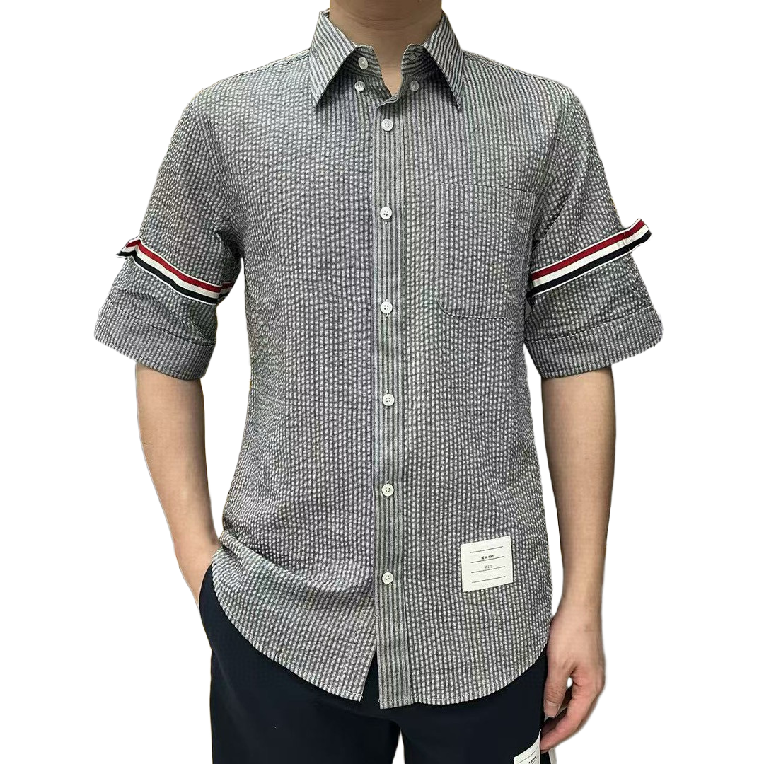 Men's Seersucker Oxford Shirt - Premium Cotton Button Front Dress Shirt | Thom Browne