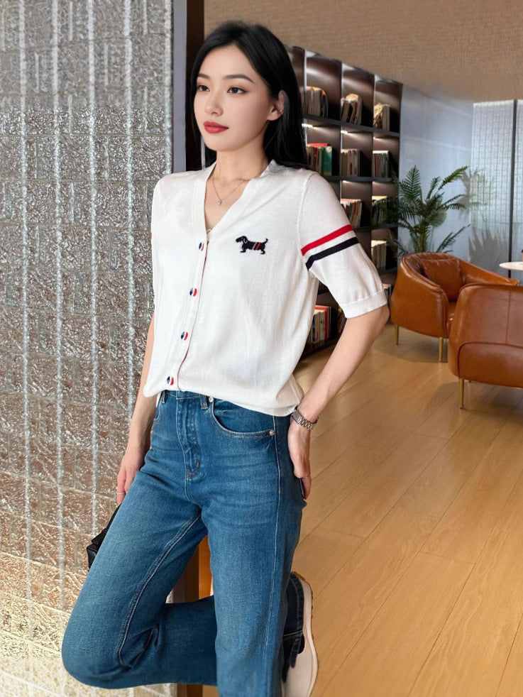 Thom Browne Puppy V-neck short sleeves