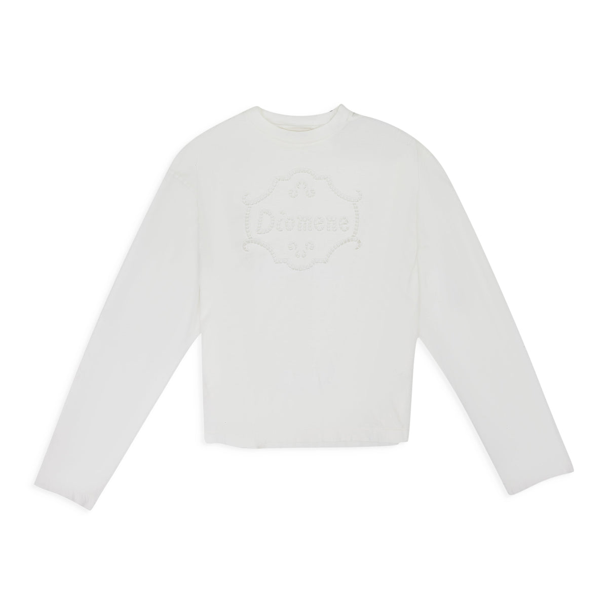 White Embroidered Long Sleeve T-Shirt
