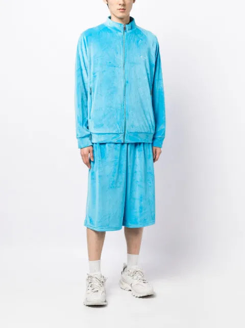 TEAM WANG design brushed-finish zip-up jacket