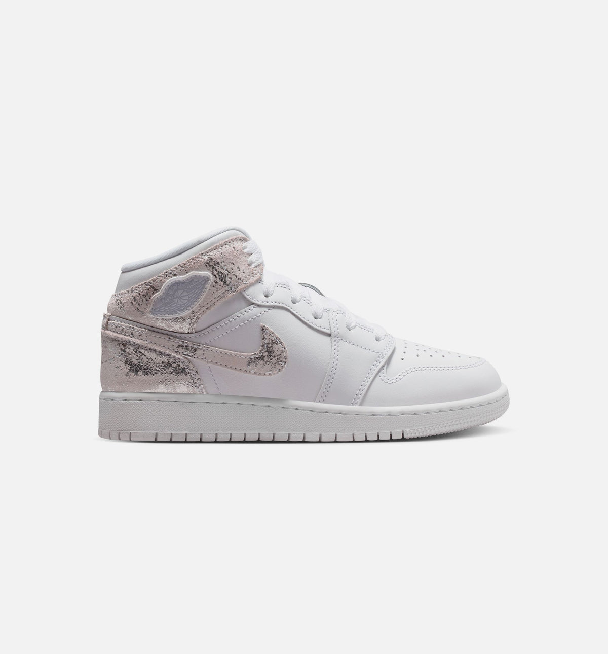 Air Jordan 1 Mid SE | Grade School Lifestyle Shoe | White/Field Silver