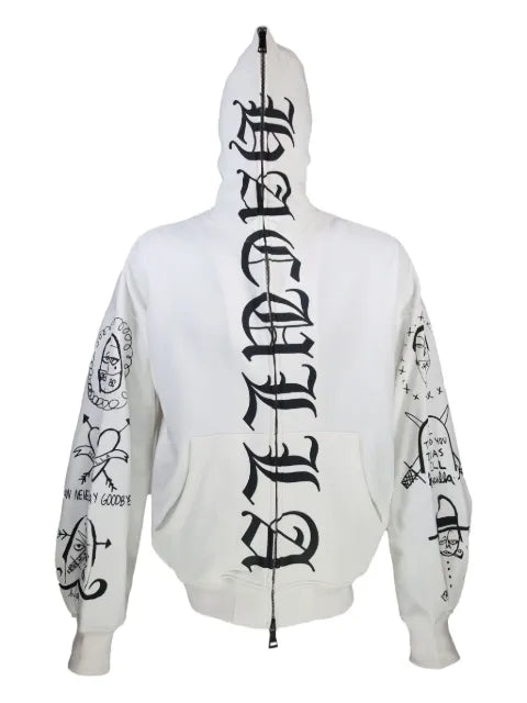 Haculla gothic-print zip-up hoodie