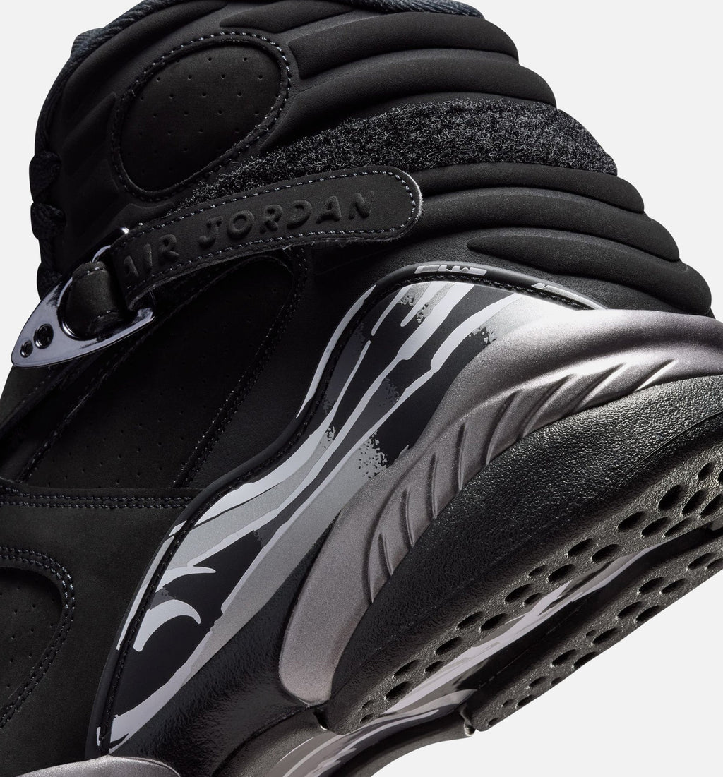 Air Jordan 8 Retro Chrome Black and Light Graphite Men's Sneakers - Black/White/Light Graphite