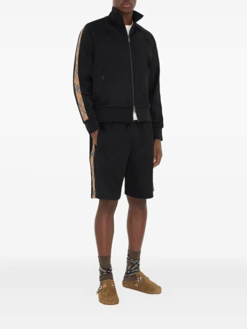 Burberry check trim cotton blend track jacket