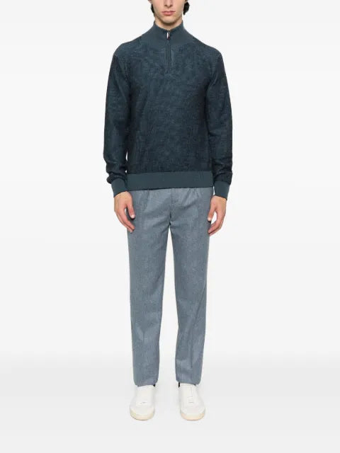 Brioni ribbed zip-neck sweater