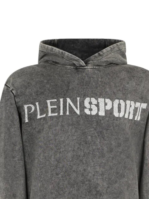 Plein Sport washed-effect crackle-print hoodie