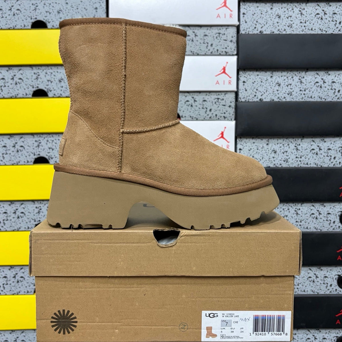 UGG Funkette Platform Clog – Women's Sherpa-Collar Suede Mule in Camel