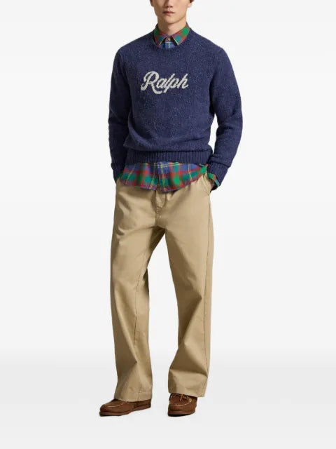 Polo Ralph Lauren logo-intarsia crew-neck sweater