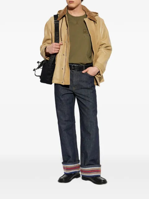 LOEWE corduroy-collar leather jacket