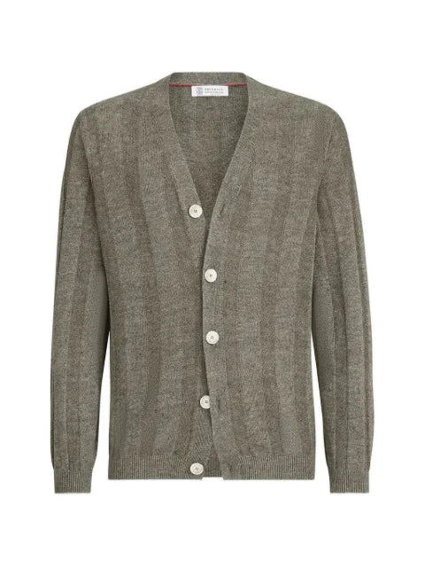 Brunello Cucinelli linen and cotton textured rib cardigan