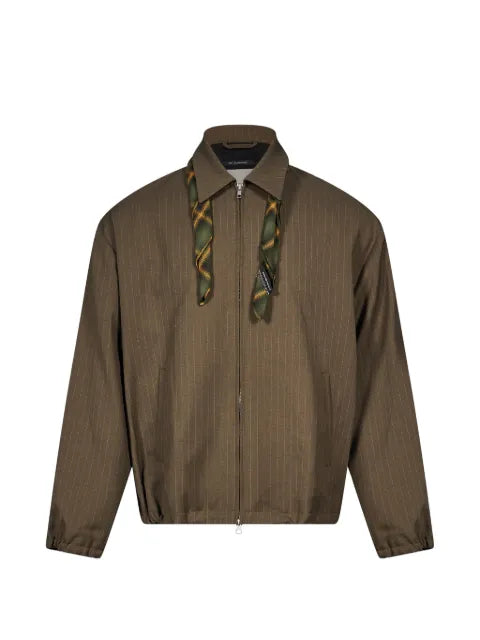 Song For The Mute pinstripe-pattern scarf-detail jacket