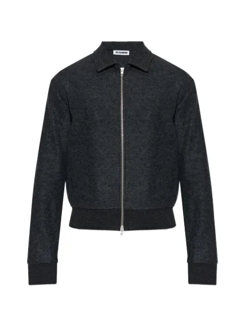 Jil Sander zip-up ribbed-trim bomber jacket