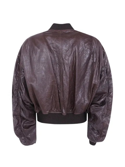 Rick Owens crinkled leather bomber jacket