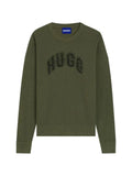 HUGO oversized-fit sweater in ribbed cotton with varsity logo