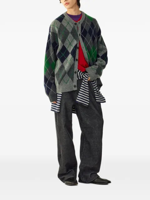 TOMBOY argyle-intarsia knit cardigan