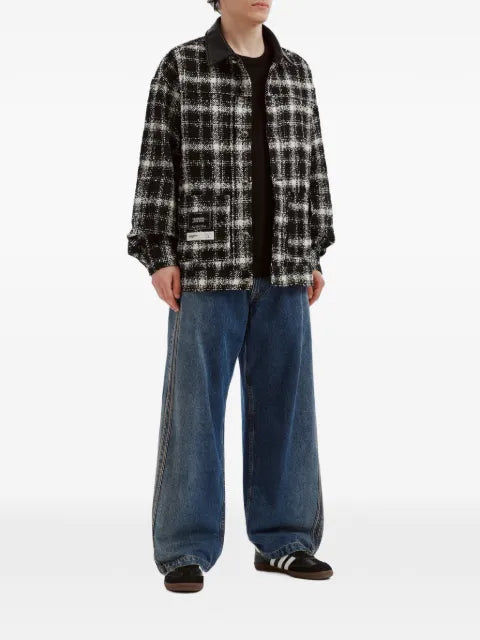Musium Div. check-pattern contrast-collar jacket