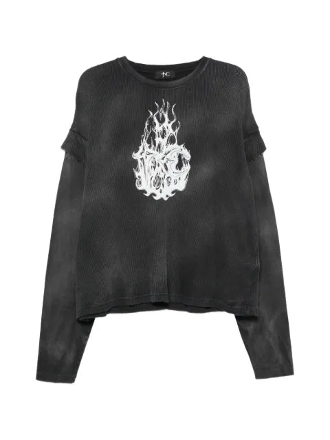THUG CLUB graphic-print layered-sleeve sweatshirt