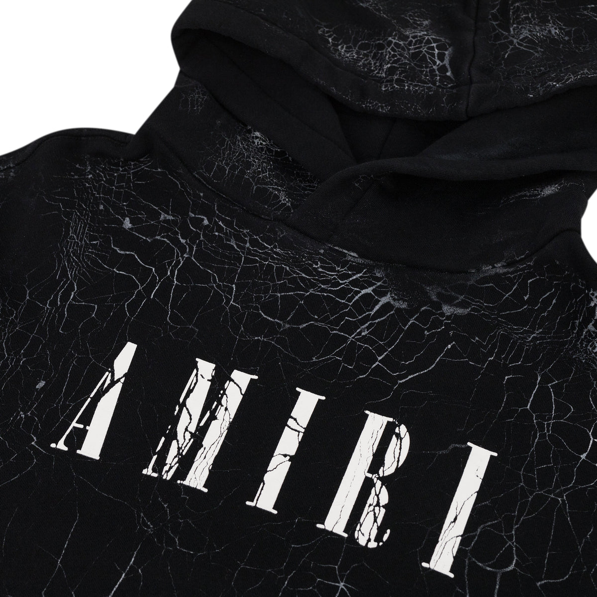 Black Cracked Dye Core Logo Hoodie