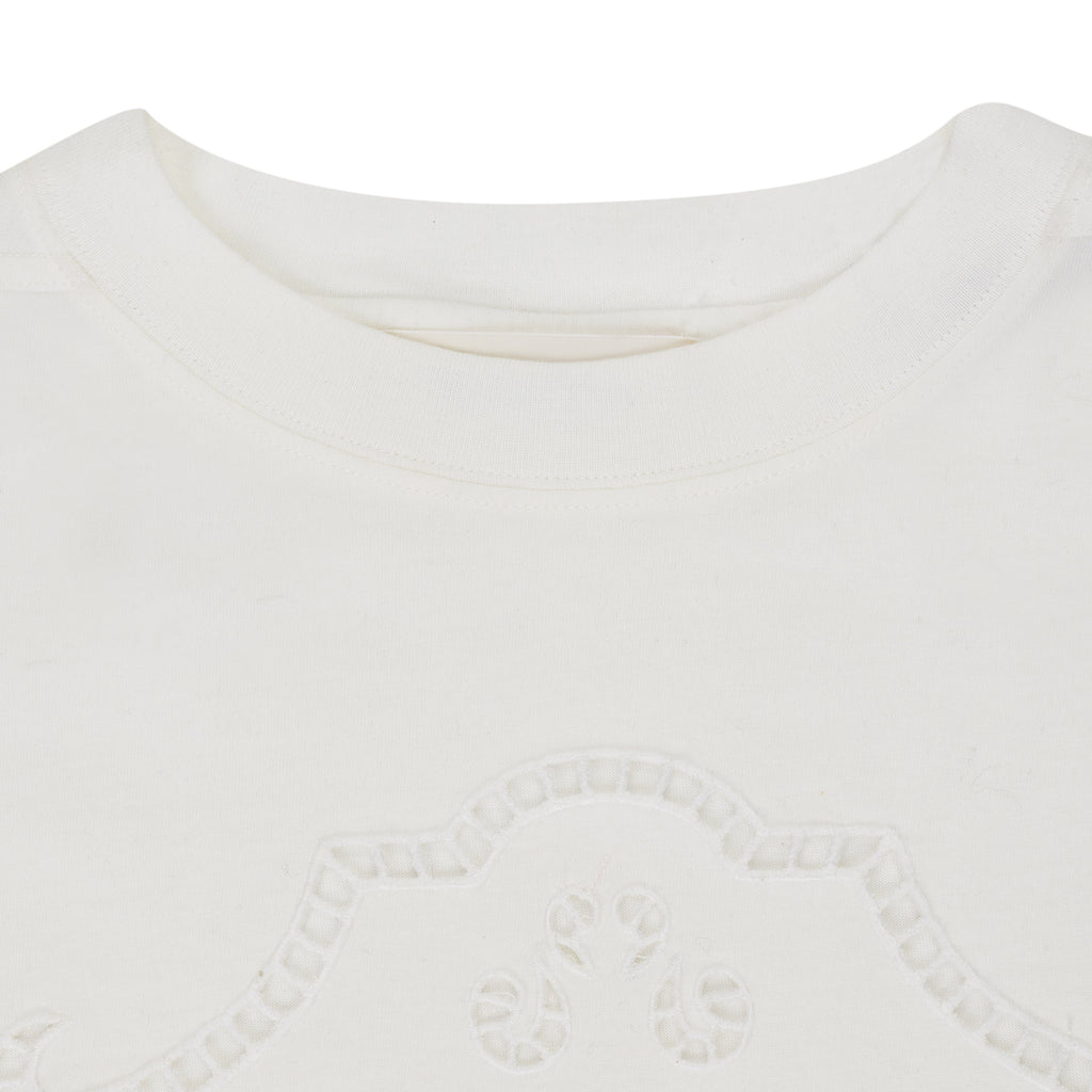 White Embroidered Long Sleeve T-Shirt