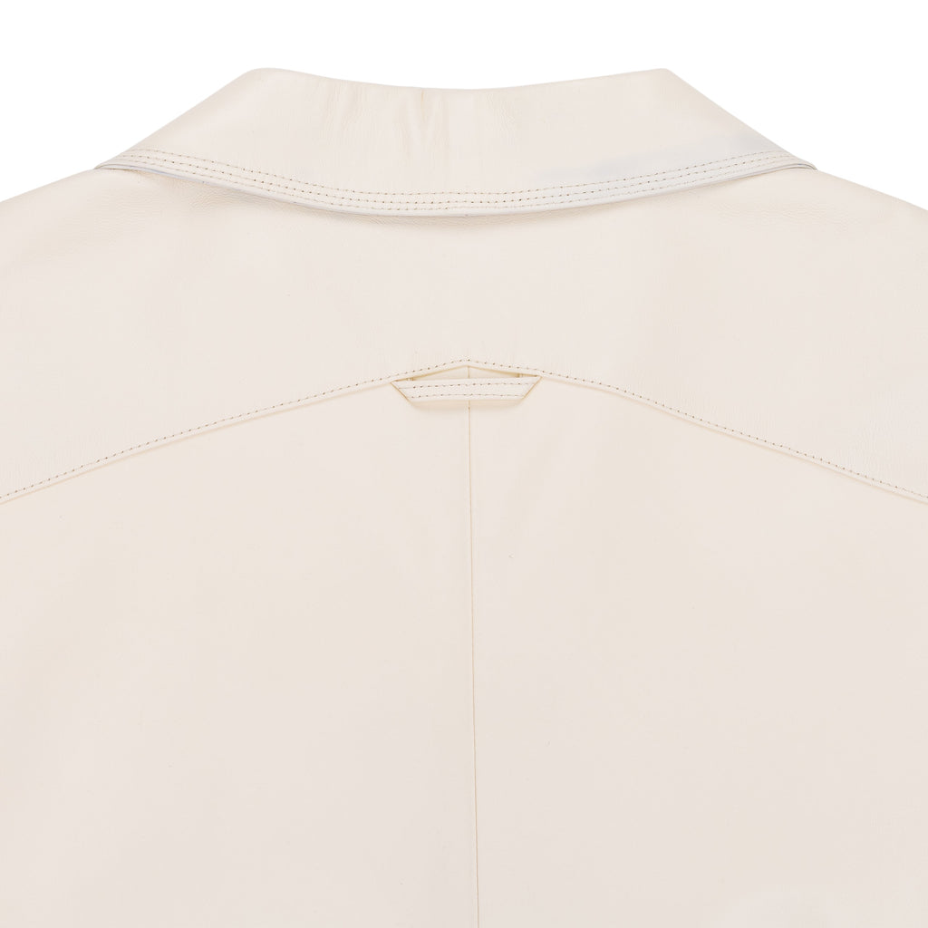 Antique White Leather Short Sleeve Shirt