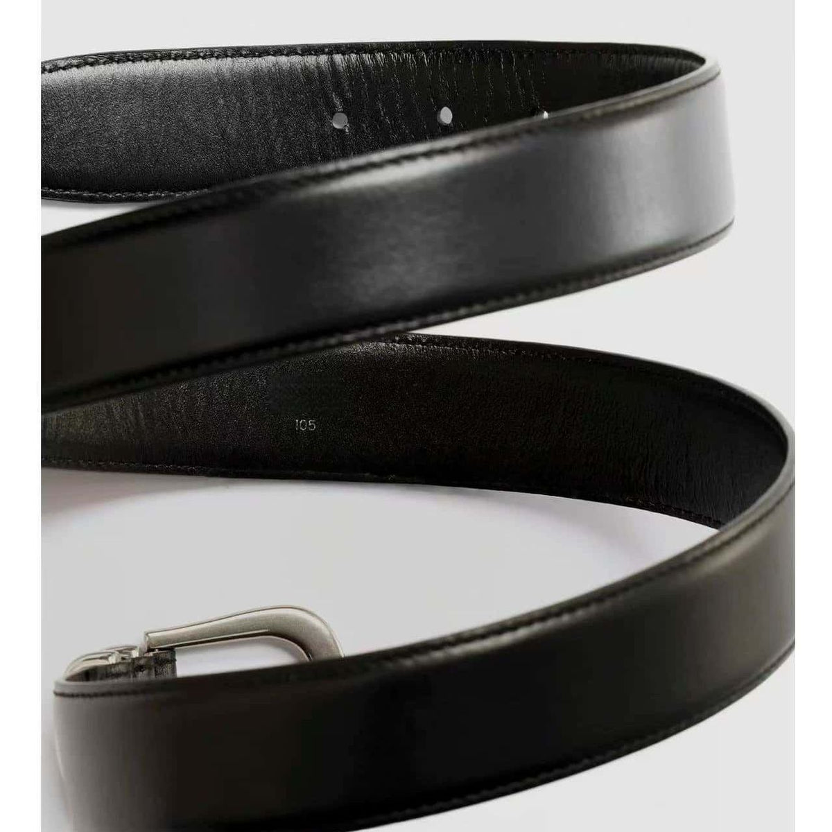 ALC. LTD Old Money Full Grain Leather Belt Vintage Silver Prong Buckle