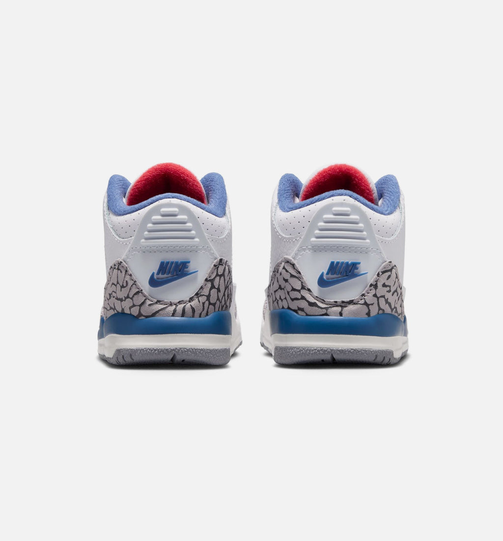 Air Jordan 3 Retro OG True Blue Infant & Toddler Lifestyle Shoe - White/Fire Red/True Blue