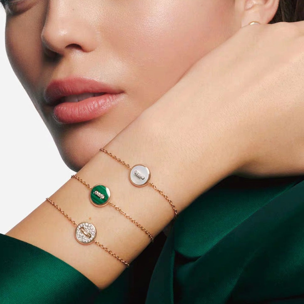 Pomellato Style Malachite 18K Gold-Plated Bracelet