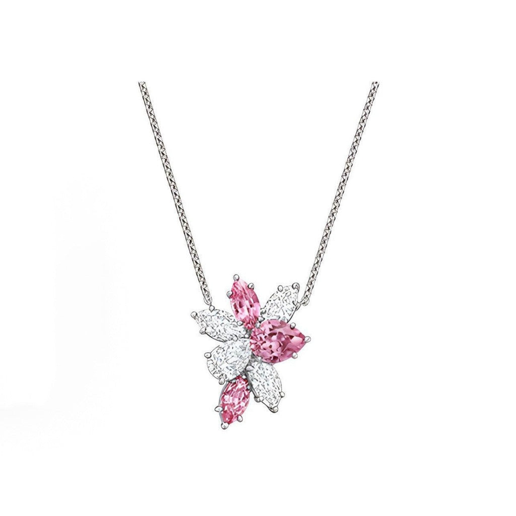 Harry Winston Style Pear-Cut Floral Cubic Zirconia Necklace