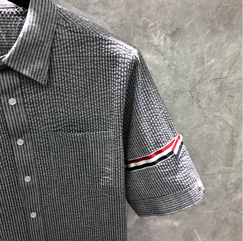 Men's Seersucker Oxford Shirt - Premium Cotton Button Front Dress Shirt | Thom Browne