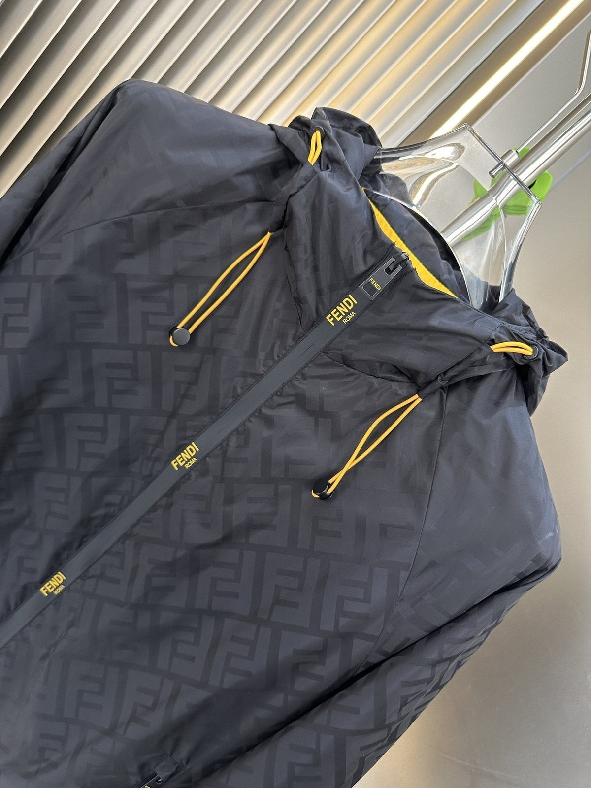 Fendi Tonal Geometric Hooded Full-Zip Jacket
