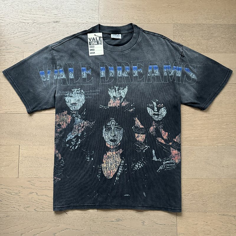 VALE USA Washed Black Graphic T-Shirt