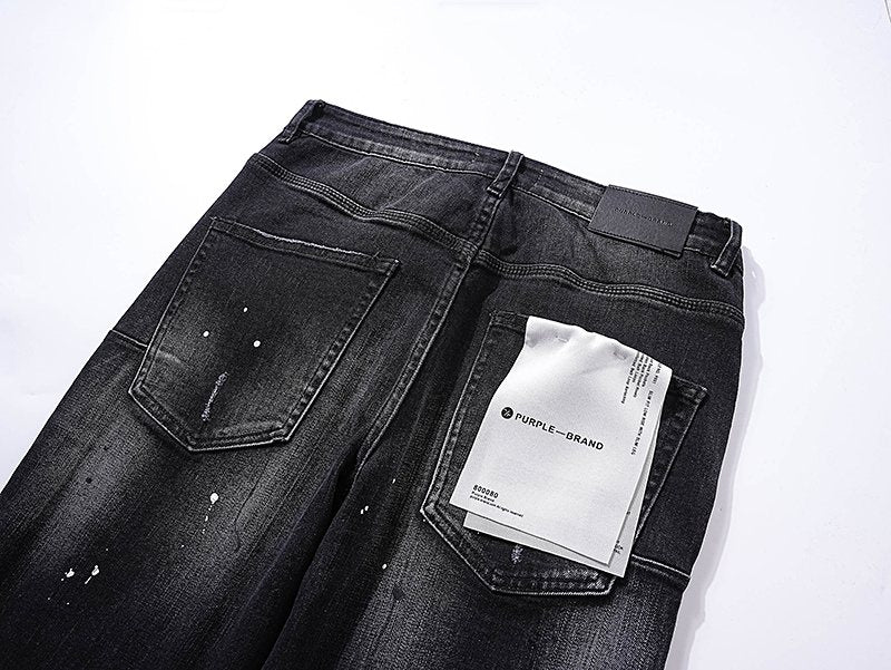 Purple Brand Black Paint-Splatter Distressed Jeans