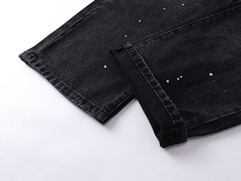 Purple Brand Black Paint-Splatter Distressed Jeans