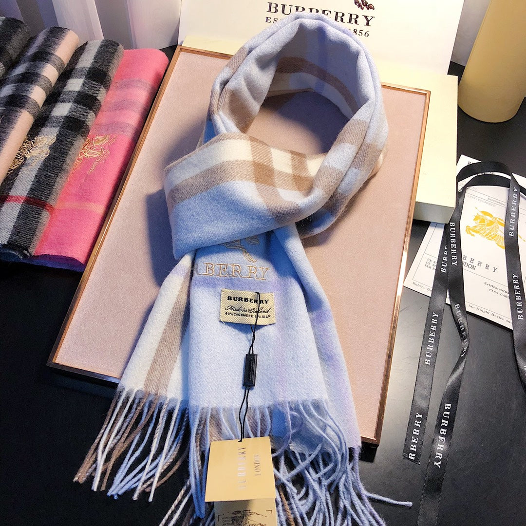 Burberry Style Classic Plaid Fringe Scarf