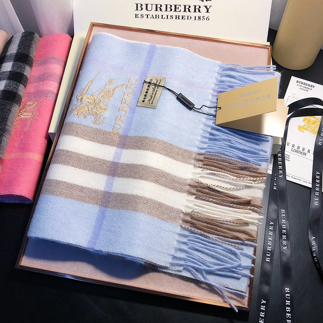 Burberry Style Classic Plaid Fringe Scarf