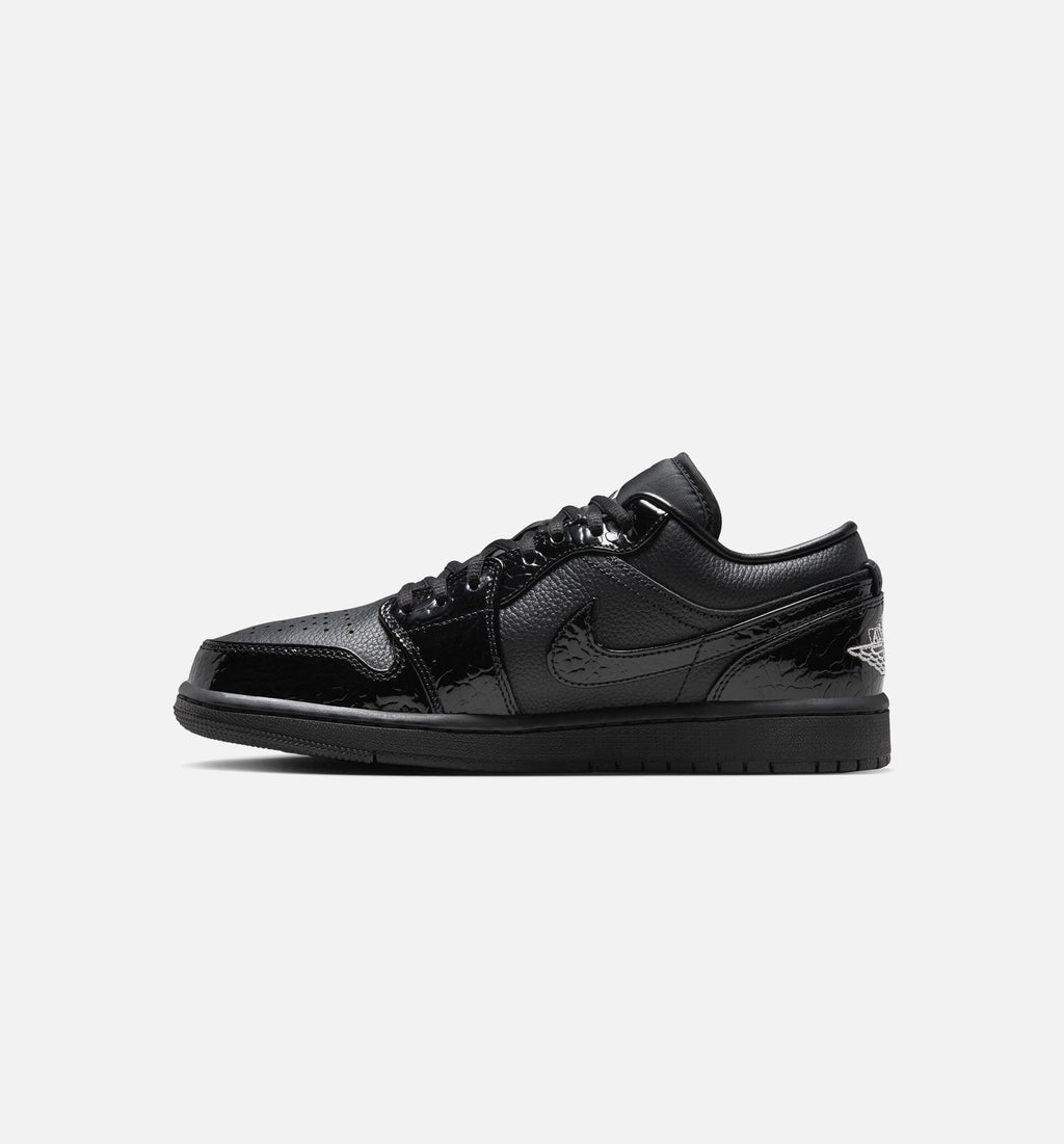 Air Jordan 1 Low Patent Elephant Women's Lifestyle Shoes - Black / White / Metallic Silver
