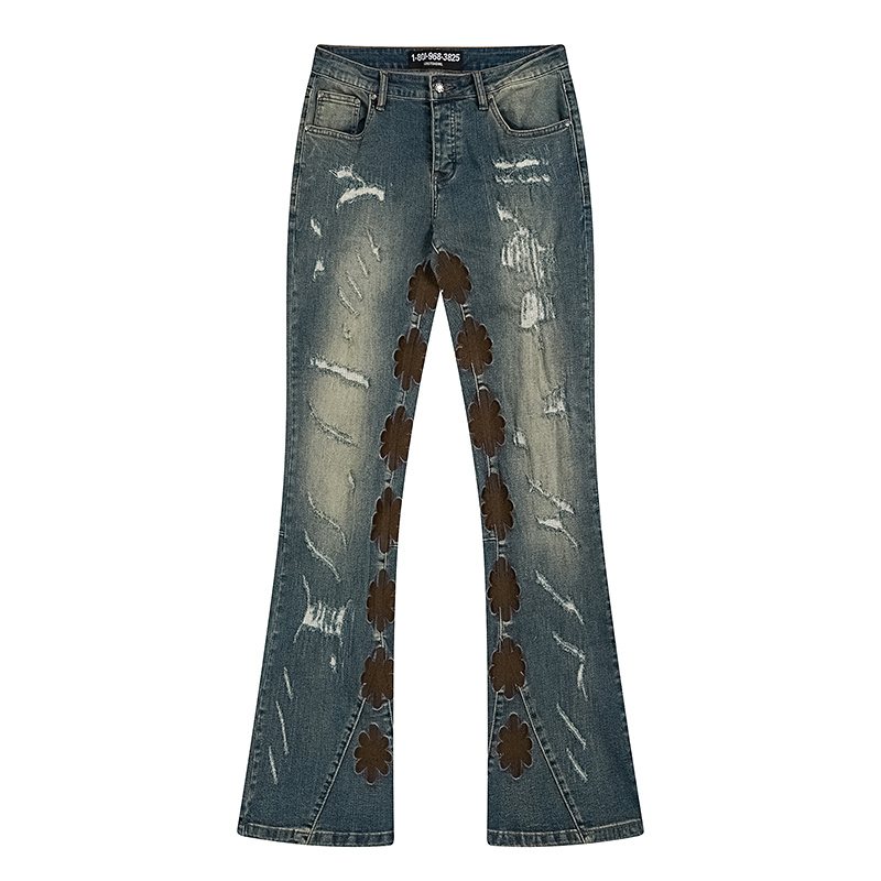 LOSTSHDWS Floral Applique Flared Jeans
