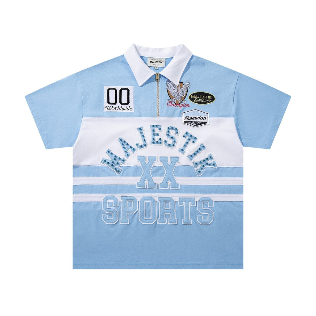 MAJESTIK XX Sports Graphic Zip Polo Shirt