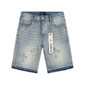 Purple Brand Rhinestone Cross Denim Shorts