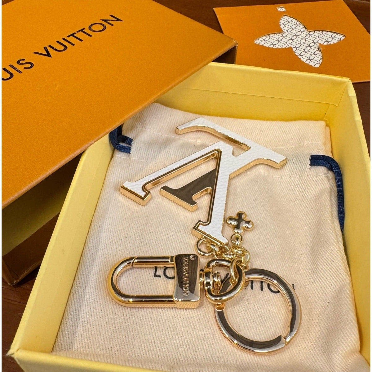 Louis Vuitton Brass Flower Bag Charm Keychain