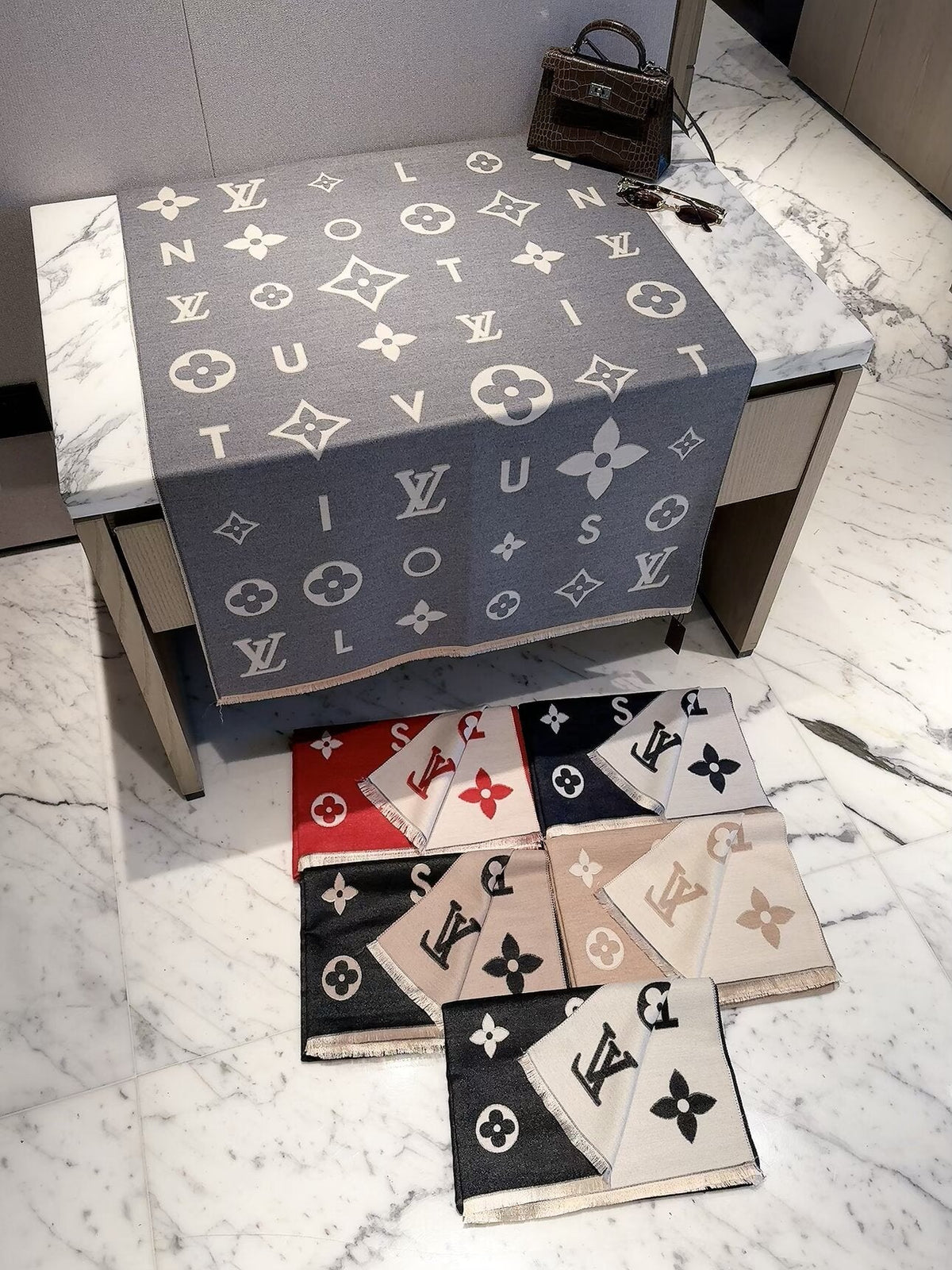 Louis Vuitton Style Oversized Motif Scarf