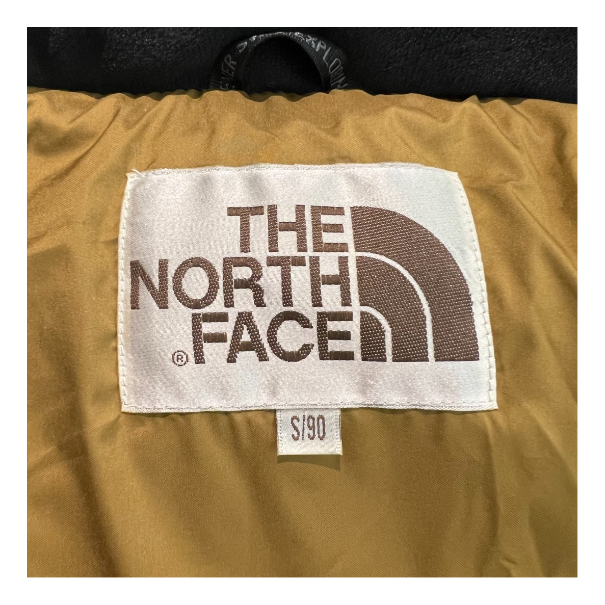 The North Face Color-Block Hooded Long Puffer Coat in Tan