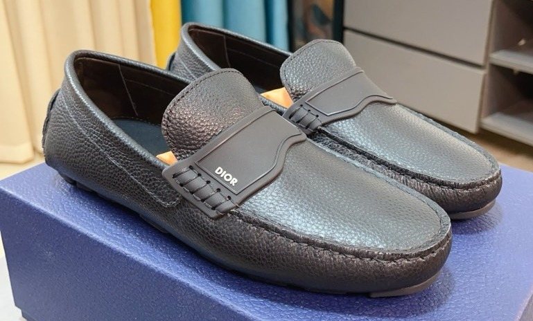 Dior Textured Moc-Toe Loafers