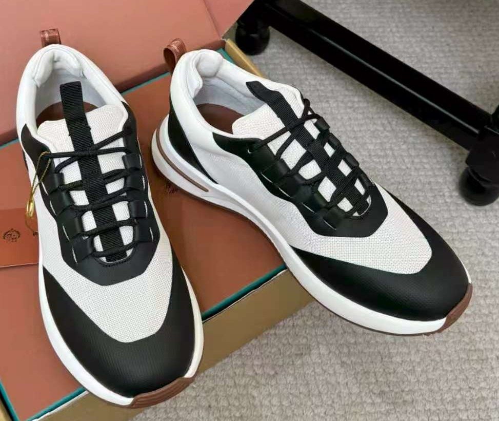 Loro Piana Men's Black and White Sneakers