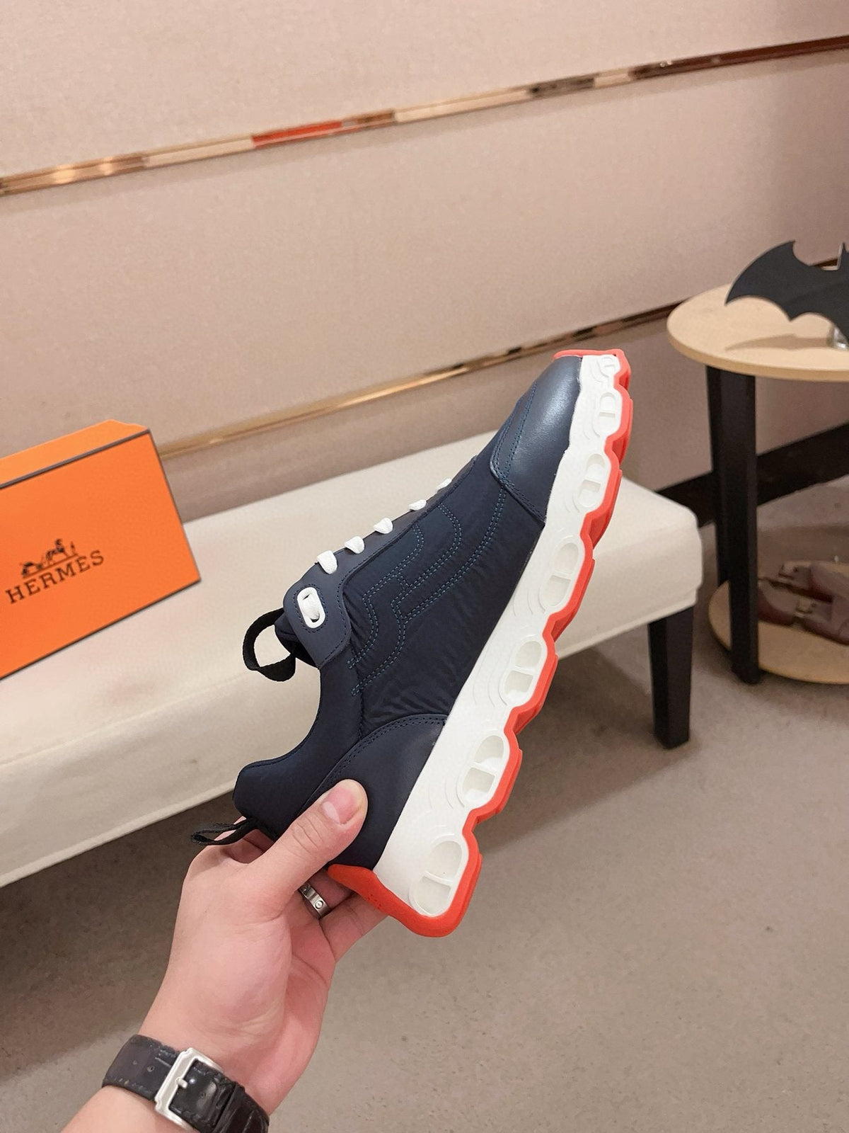 Hermès Men's Navy & White Sneakers