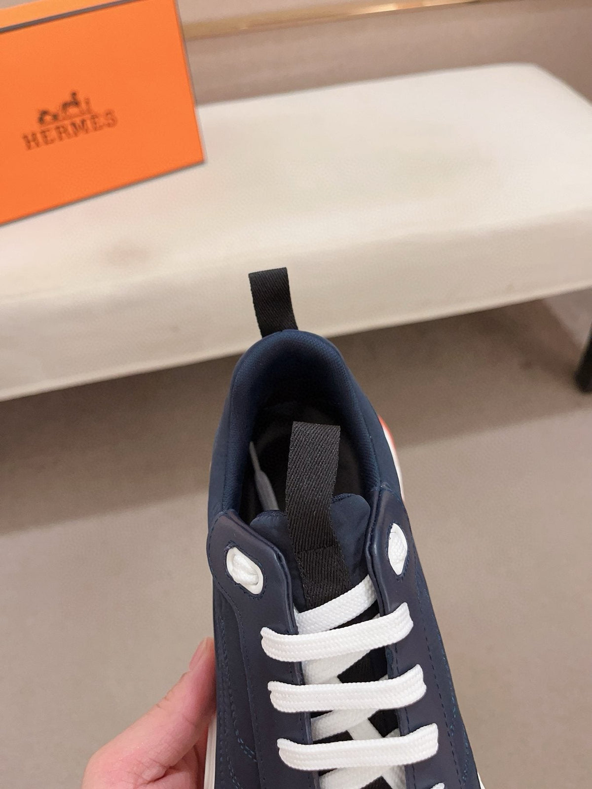 Hermès Men's Navy & White Sneakers