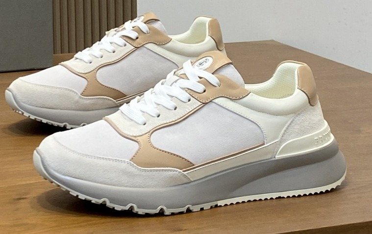 Brunello Cucinelli White and Beige Low-Top Sneakers