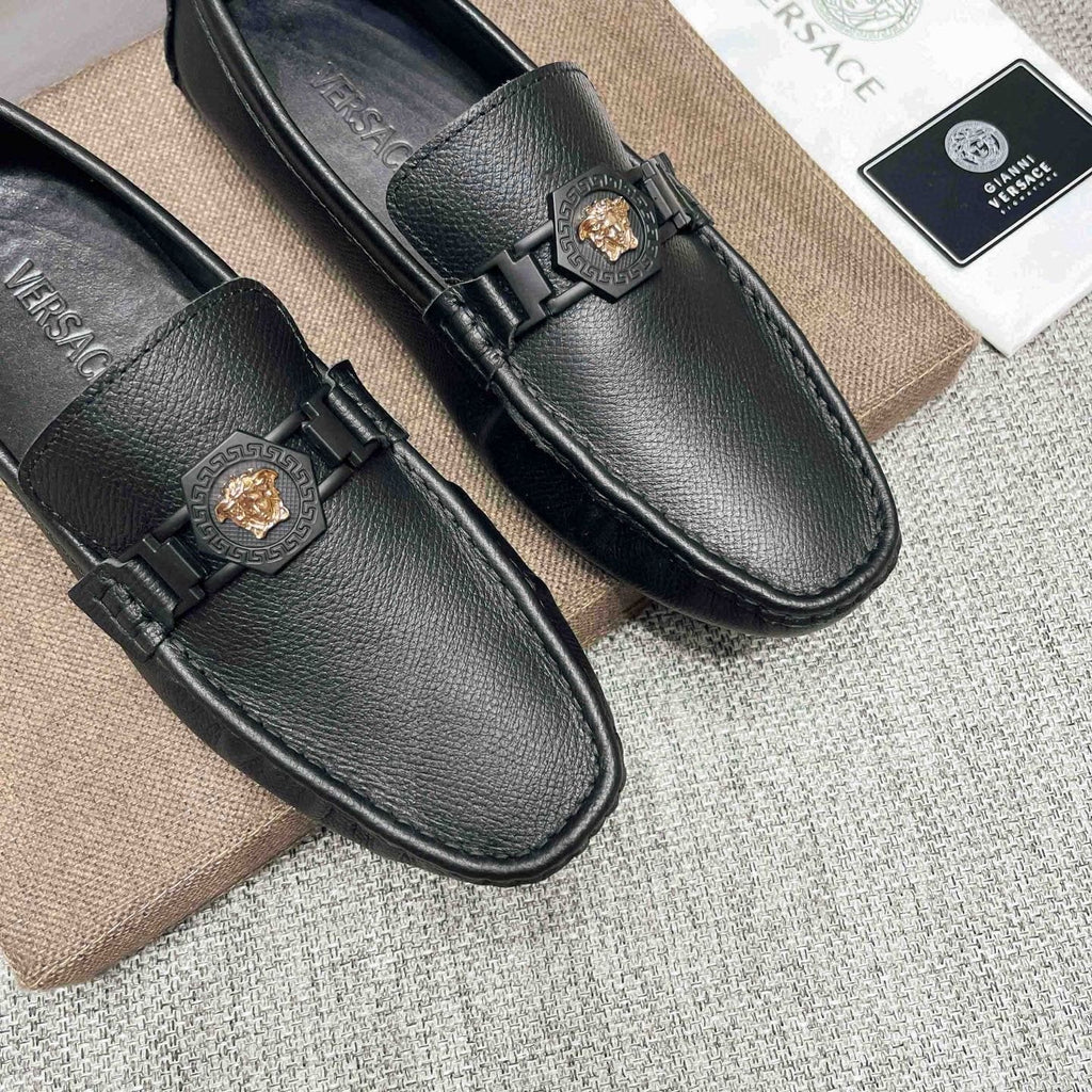 Versace Men's Black Medallion Loafers - Leather Lining
